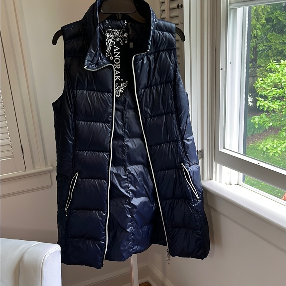 Anorak Women's Navy Puffer Vest Knee Length NWOT